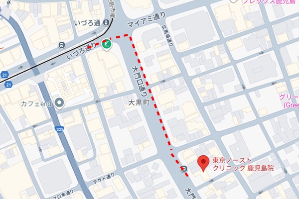 東京ノーストクリニック鹿児島院までの道順