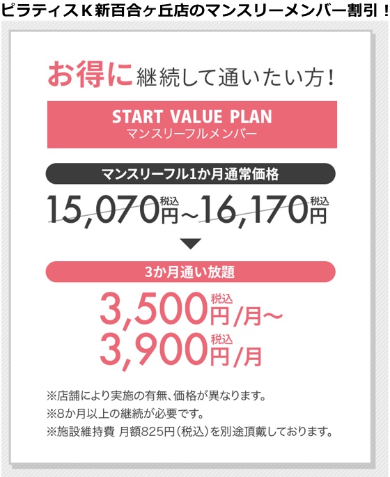 ピラティスＫ新百合丘店の料金