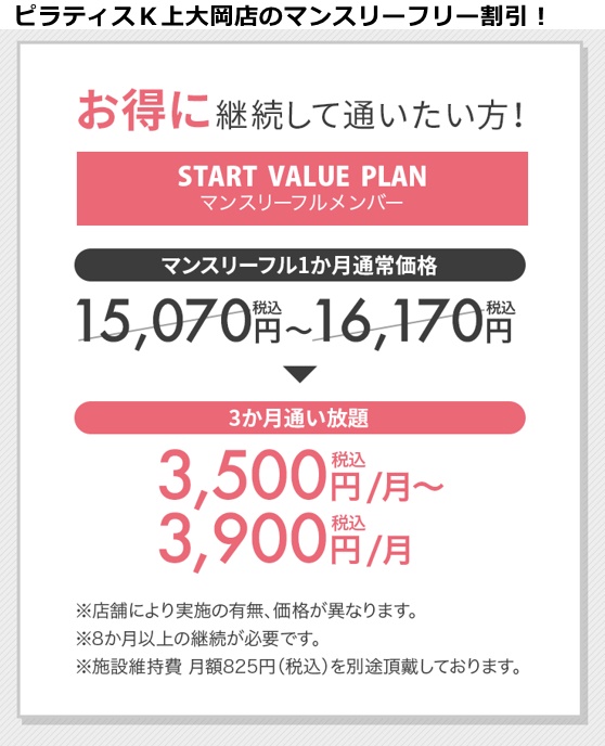 ピラティスＫ上大岡店の料金