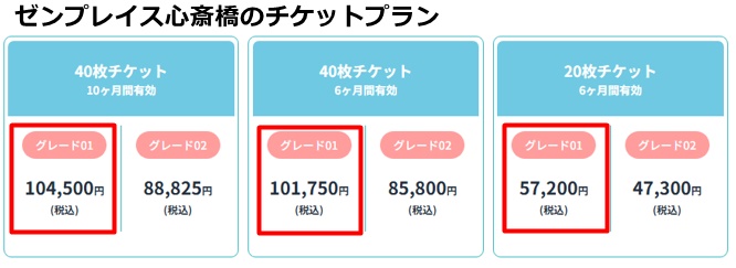 ゼンプレイスピラティス心斎橋の料金