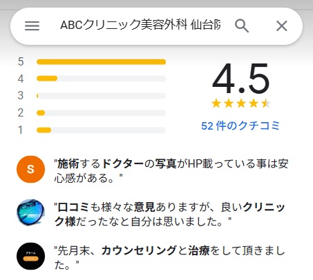 ABCクリニック　仙台　口コミ